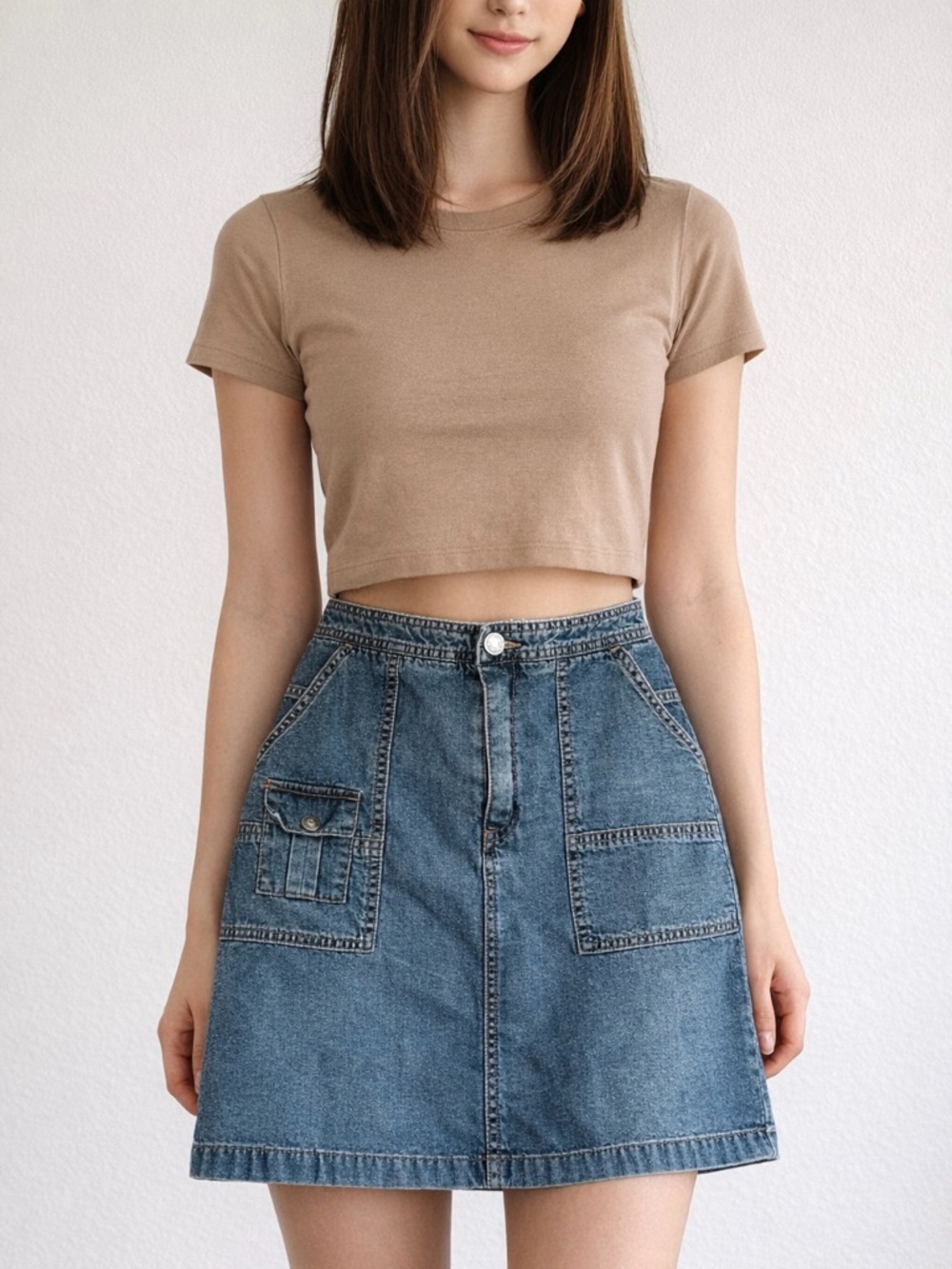 Y2K Cargo Jean Skirt Size 4 Vintage 90s Denim Retro Granola Girl